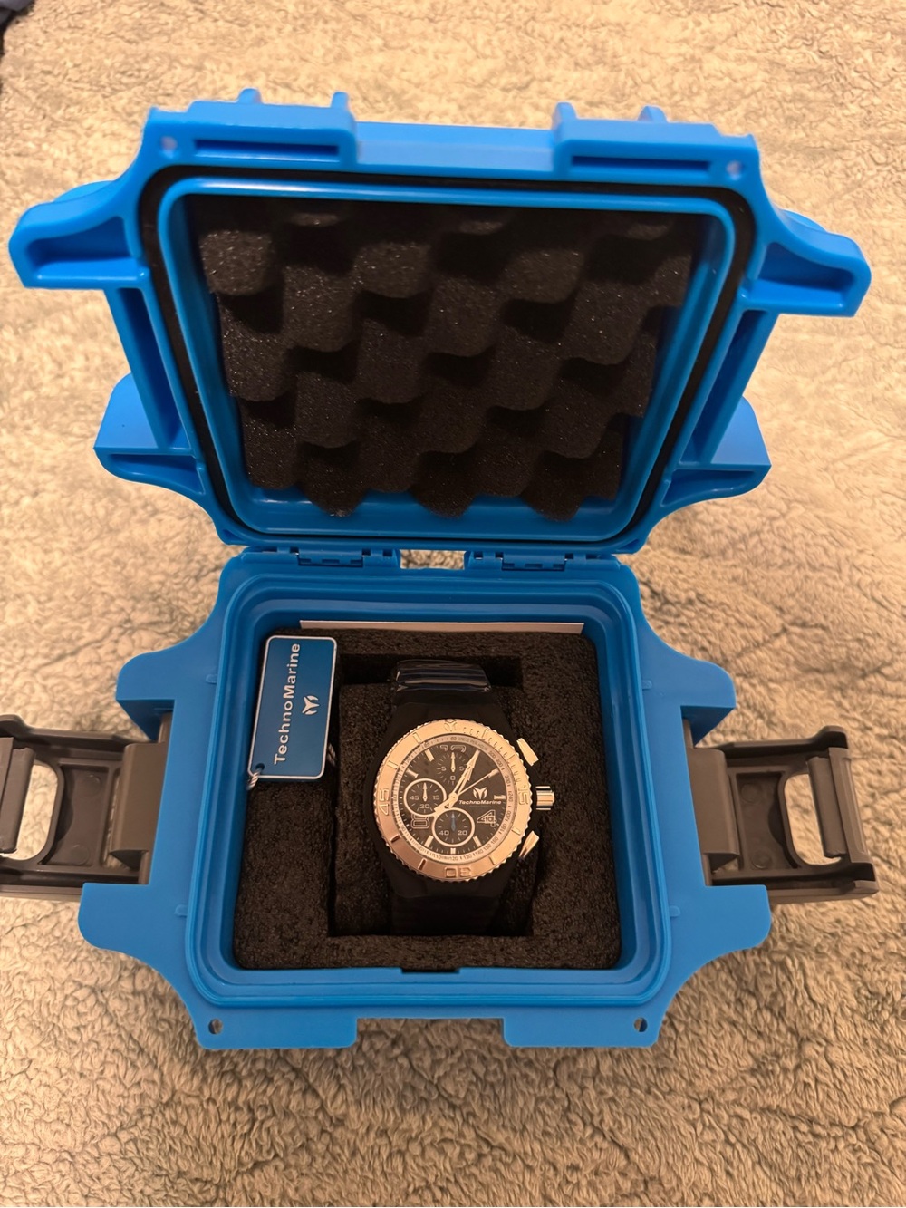 Technomarine Black Dial Watch with Rose Gold Bezel